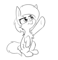 Size: 586x599 | Tagged: safe, artist:duop-qoub, oc, oc only, oc:anon filly, earth pony, pony, /mlp/, female, filly, monochrome, simple background, solo, white background