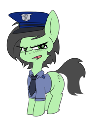 Size: 611x805 | Tagged: safe, artist:duop-qoub, oc, oc only, oc:anon filly, /mlp/, clothes, female, filly, police, simple background, solo, uniform, white background