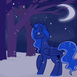 Size: 512x512 | Tagged: safe, artist:lulubell, derpibooru import, princess luna, alicorn, pony, snow, solo