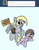 Size: 770x1000 | Tagged: artist needed, safe, derpy hooves, dinky hooves, pegasus, pony, ask a mailmare, banner, female, hat, helmet, mare, mother and child, mother and daughter, parent and child, saddle bag, soldier, team fortress 2