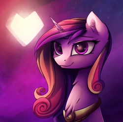 Size: 1278x1262 | Tagged: safe, artist:magnaluna, derpibooru import, princess cadance, alicorn, pony, bust, portrait, reflection, smiling, solo