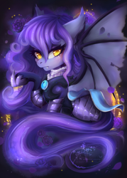 Size: 2070x2898 | Tagged: safe, artist:wilvarin-liadon, oc, oc only, oc:amelia, bat pony, pony, armor, bat pony oc, crying, female, mare, night guard, royal guard, solo