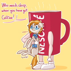 Size: 1560x1560 | Tagged: safe, artist:dsp2003, oc, oc only, oc:coffee rush, pegasus, pony, 2016, coffee, coffee mug, female, nescafé, scared, single panel, sketch