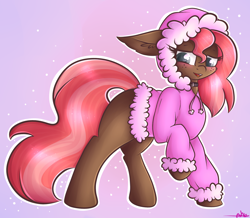 Size: 2382x2081 | Tagged: safe, artist:ashee, oc, oc only, oc:scarlet trace (coffee bean), blushing, clothes, collar, freckles, hoodie, solo