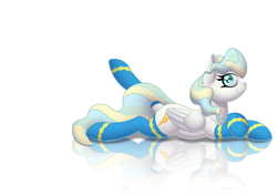 Size: 4092x2893 | Tagged: safe, artist:scramjet747, vapor trail, pegasus, pony, top bolt, clothes, colored pupils, crossed hooves, cute, female, heart eyes, leg in air, looking at you, lying down, mare, prone, reflection, simple background, smiling, socks, solo, sploot, stockings, vaporbetes, white background, wingding eyes, wonderbolts stockings