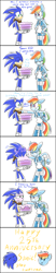 Size: 1000x4800 | Tagged: safe, artist:hoshinousagi, derpibooru import, rainbow dash, anthro, cake, comic, crossover, food, sonic the hedgehog, sonic the hedgehog (series), sonicified