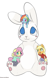 Size: 1750x2500 | Tagged: safe, artist:alasou, derpibooru import, applejack, fluttershy, rainbow dash, anthro, chibi