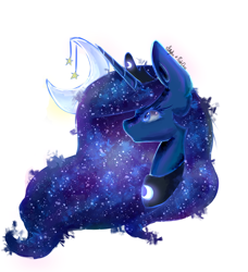 Size: 2300x2527 | Tagged: safe, artist:bambudess, artist:xkittyblue, derpibooru import, princess luna, alicorn, pony, collaboration, solo