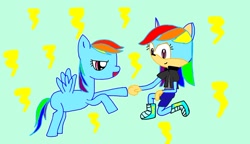 Size: 1536x885 | Tagged: safe, artist:maya-and-mika, derpibooru import, rainbow dash, anthro, 1000 hours in ms paint, anthro ponidox, ms paint, solo, sonic the hedgehog (series), sonicified