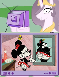 Size: 579x749 | Tagged: safe, princess celestia, alicorn, pony, bbw, chubby, disney, exploitable meme, fat, meme, minnie mouse, new mickey mouse shorts, obese, obligatory pony, princess molestia, ssbbw, tv meme