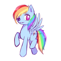 Size: 1024x1024 | Tagged: safe, artist:alilangelkitty, rainbow dash, pegasus, pony, cute, dashabetes, looking at you, no pupils, one eye closed, raised hoof, simple background, smiling, solo, spread wings, transparent background, watermark, wink