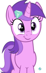 Size: 1600x2521 | Tagged: safe, artist:arifproject, amethyst star, sparkler, pony, cute, hair ornament, looking at you, simple background, smirk, smirk pone collection, solo, transparent background, vector