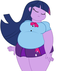 Size: 924x1142 | Tagged: safe, artist:shitigal-artust, twilight sparkle, equestria girls, bbw, belly, breasts, fat, female, hair flip, headlight sparkle, obese, simple background, solo, transparent background, twilard sparkle, vector, wide hips