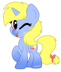 Size: 566x674 | Tagged: safe, artist:applefritta, oc, oc only, oc:lemon drop, pony, unicorn, cute, ocbetes, simple background, solo, tongue out, transparent background