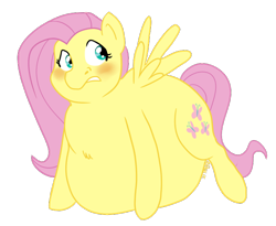 Size: 700x573 | Tagged: safe, artist:chubbyjam, fluttershy, pegasus, pony, belly, blushing, fat, fattershy, female, obese, solo