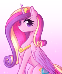 Size: 1280x1537 | Tagged: safe, artist:fluffymaiden, princess cadance, alicorn, pony, jewelry, looking at you, regalia, sitting, solo