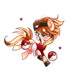 Size: 1200x1200 | Tagged: safe, artist:ipun, oc, oc only, oc:glair spyx, earth pony, pony, crossover, heart eyes, pokéball, pokémon, simple background, smiling, solo, stars, transparent background, wingding eyes