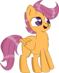 Size: 1542x1926 | Tagged: safe, artist:brok-enwings, derpibooru import, scootaloo, chest fluff, open mouth, simple background, solo, transparent background