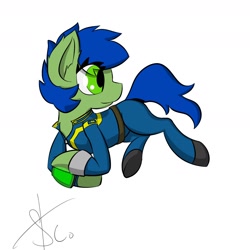 Size: 1800x1800 | Tagged: safe, artist:steam craft, oc, oc only, oc:scotch tape, fallout equestria, fallout equestria: project horizons, pipbuck, solo, vault suit