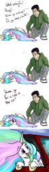 Size: 1280x4416 | Tagged: safe, artist:greyscaleart, derpibooru import, princess celestia, oc, oc:human grey, alicorn, human, pony, ..., atg 2016, behaving like a dog, bored, car, clothes, comic, cute, cutelestia, dialogue, eye contact, female, horseshoes, looking at each other, mare, missing accessory, newbie artist training grounds, pants, pony pet, prone, sad, shoes, smiling, sneakers, sweater, sweatpants, weapons-grade cute, windswept mane