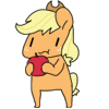 Size: 100x100 | Tagged: safe, artist:pohwaran, applejack, earth pony, pony, aikatsu!, animated, apple, eating, food, frame by frame, gif, gif for breezies, icon, parody, picture for breezies, solo