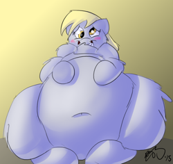 Size: 984x928 | Tagged: safe, artist:093, derpy hooves, pegasus, pony, aderpose, belly, belly button, fat, female, mare, obese, solo