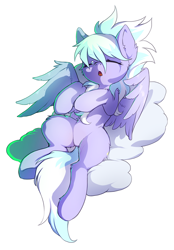 Size: 734x1053 | Tagged: safe, artist:hioshiru, derpibooru import, edit, cloudchaser, pegasus, pony, cloud, cute, cutechaser, eyes closed, female, mare, open mouth, sfw edit, simple background, sleeping, snot bubble, solo, spread wings, white background