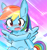 Size: 416x440 | Tagged: safe, artist:timorikawa, rainbow dash, pegasus, pony, blush sticker, blushing, gradient background, solo