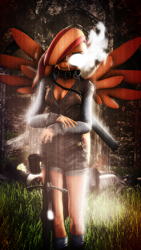 Size: 1080x1920 | Tagged: safe, artist:star-lightstarbright, oc, oc only, anthro, pegasus, 3d, glowing eyes, solo, sword, weapon