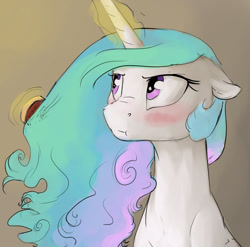 Size: 971x960 | Tagged: safe, artist:silfoe, derpibooru import, princess celestia, alicorn, pony, :t, blushing, cute, cutelestia, female, floppy ears, mare, nose wrinkle, royal sketchbook, scrunchy face, solo