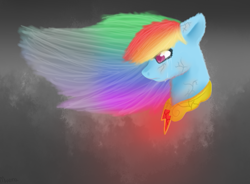 Size: 609x448 | Tagged: safe, artist:vvalent, rainbow dash, pegasus, pony, crying, element of loyalty, solo