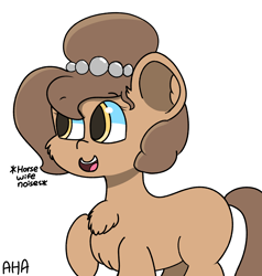 Size: 2000x2100 | Tagged: safe, artist:an-honest-appul, oc, oc only, oc:brownie bun, chest fluff, descriptive noise, horse noises, meme, solo