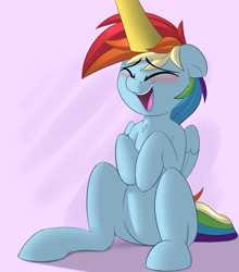 Size: 2511x2857 | Tagged: safe, artist:january3rd, rainbow dash, spitfire, pegasus, pony, abstract background, blushing, chest fluff, cute, dashabetes, eyes closed, female, floppy ears, head rub, leg fluff, mare, open mouth, petting, simple background, sitting, smiling, solo focus