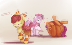 Size: 1188x738 | Tagged: safe, artist:paticzaki, apple bloom, scootaloo, sweetie belle, flamingo, adorabloom, clothes, costume, cute, cutealoo, cutie mark crusaders, diasweetes, nightmare night costume, pumpkin