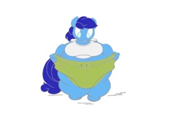 Size: 924x615 | Tagged: artist needed, safe, blueberry cloud, anthro, pegasus, belly, fat, female, mare, obese, out of shape, overweight, shopping, solo, thunder thighs, weight gain