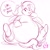 Size: 1280x1280 | Tagged: safe, artist:longcriercat, fluttershy, pegasus, pony, belly, fat, fattershy, monochrome, obese, oh my, solo