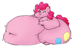 Size: 1000x651 | Tagged: artist needed, safe, pinkie pie, earth pony, pony, belly, belly button, bingo wings, chubby cheeks, double chin, fat, huge belly, huge butt, impossibly large belly, impossibly large butt, jiggle, large butt, morbidly obese, obese, piggy pie, pudgy pie, story in the comments, triple chin