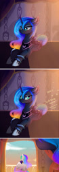 Size: 1280x3661 | Tagged: safe, artist:magnaluna, derpibooru import, princess celestia, princess luna, twilight sparkle, twilight sparkle (alicorn), alicorn, pony, snake, comic, descriptive noise, female, horse noises, lesbian, meme, shipping, twilestia