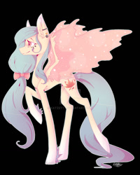 Size: 1024x1280 | Tagged: safe, artist:katzett, oc, oc only, oc:ria, original species, bow, hair bow, solo