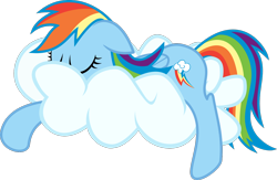 Size: 1256x821 | Tagged: safe, artist:s4ncho, rainbow dash, pegasus, pony, .svg available, cloud, cutie mark, eyes closed, female, floppy ears, hooves, lying on a cloud, mare, nap, newbie artist training grounds, on a cloud, prone, simple background, sleeping, sleepydash, solo, transparent background, vector, wings