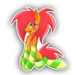 Size: 1500x1496 | Tagged: safe, artist:twistedmindbrony, oc, oc only, oc:twisted mind, earth pony, pony, blushing, clothes, socks, solo, striped socks