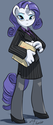 Size: 719x1700 | Tagged: safe, artist:atryl, rarity, anthro, unguligrade anthro, business suit, clothes, suit