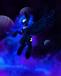 Size: 1280x1596 | Tagged: safe, artist:magnaluna, derpibooru import, princess luna, alicorn, pony, color porn, galaxy mane, glowing eyes, paws, solo