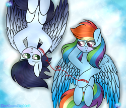 Size: 1024x878 | Tagged: safe, artist:northlights8, rainbow dash, soarin', pegasus, pony, male, red string of destiny, shipping, soarindash, straight