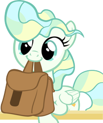 Size: 2582x3105 | Tagged: safe, artist:ironm17, vapor trail, to saddlebags and back again, to where and back again, top bolt, bag, cute, mouth hold, saddle bag, simple background, smiling, solo, transparent background, vaporbetes, vector