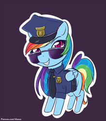 Size: 1225x1400 | Tagged: safe, artist:alasou, derpibooru import, rainbow dash, pegasus, pony, chibi, clothes, costume, cute, dashabetes, police, police uniform, solo