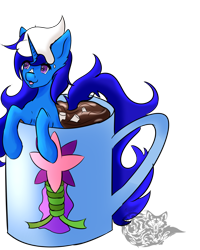 Size: 1024x1280 | Tagged: safe, artist:silverkitsune84, oc, oc only, oc:delly, pony, unicorn, chocolate, cute, female, food, hot chocolate, mare, mug, solo, whipped cream