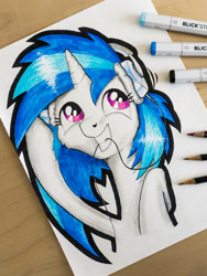 Size: 800x1066 | Tagged: safe, artist:modecom1, dj pon-3, vinyl scratch, pony, unicorn, solo, traditional art