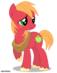 Size: 1200x1535 | Tagged: safe, artist:dragonchaser123, big macintosh, macareina, rule 63, simple background, solo, transparent background, vector