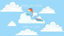 Size: 1600x900 | Tagged: safe, artist:lifetimebrony, rainbow dash, pegasus, pony, cloud, crossed legs, eyes closed, female, mare, relaxing, sky, sleeping, solo, vector, wallpaper